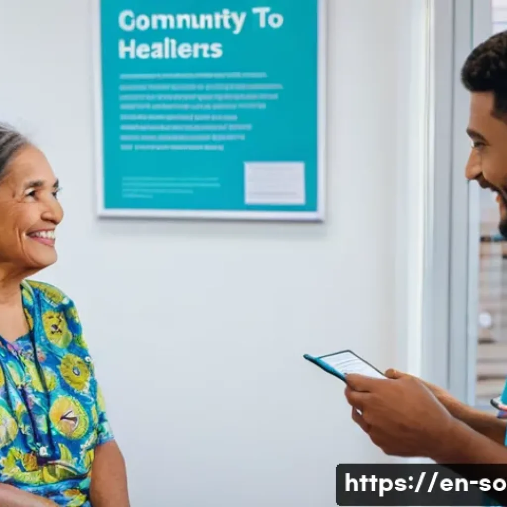 의료사회학 - A vibrant community health clinic scene in an urban neighborhood, showing diverse patients of variou...